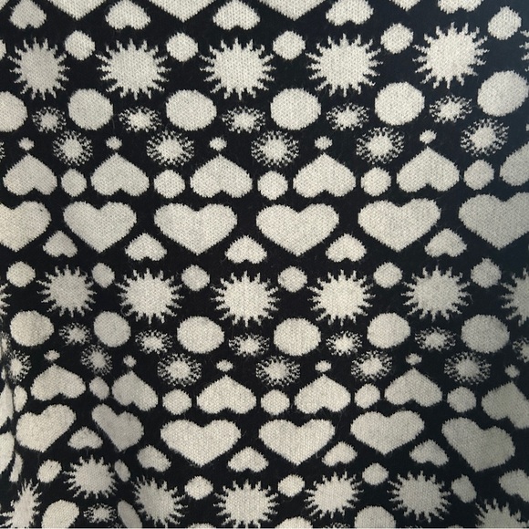 Maeve Anthropologie Boat Neck Black and White Heart Sweater - Picture 5 of 6